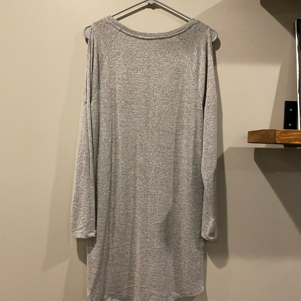 Gray cold shoulder dress